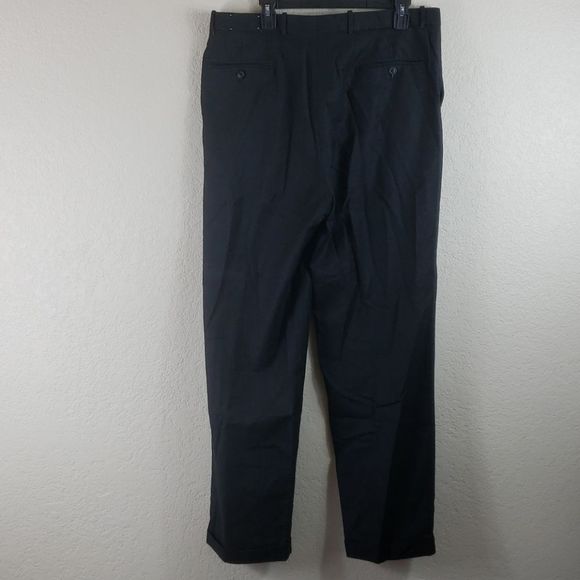 Gerald Austin Black Cuffed Pleated Wool Slacks - Picture 5 of 14